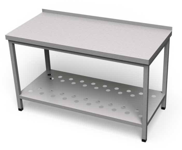 Nerezový pracovný stôl s dierovanou policou - ALVEX