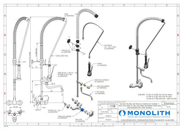 Nástenná tlaková sprcha ERA, ramienko s pákou – MONOLITH 1