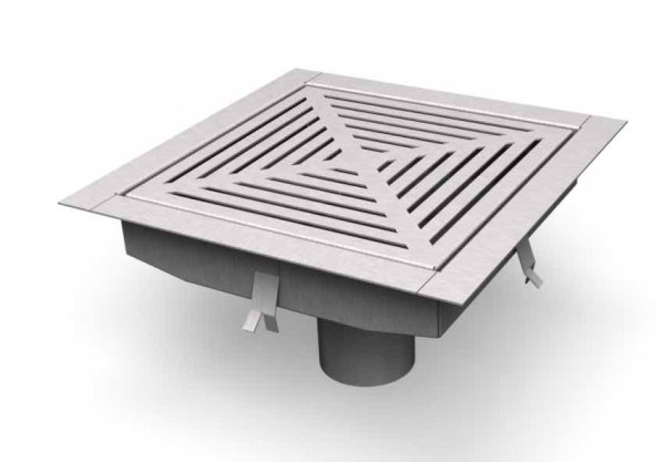 Podlahová vpusť, 250 × 250 × 100 mm – ALVEX