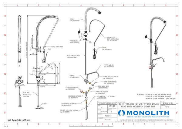 Stojanková tlaková sprcha ERA, ramienko s kohútikom – MONOLITH 1