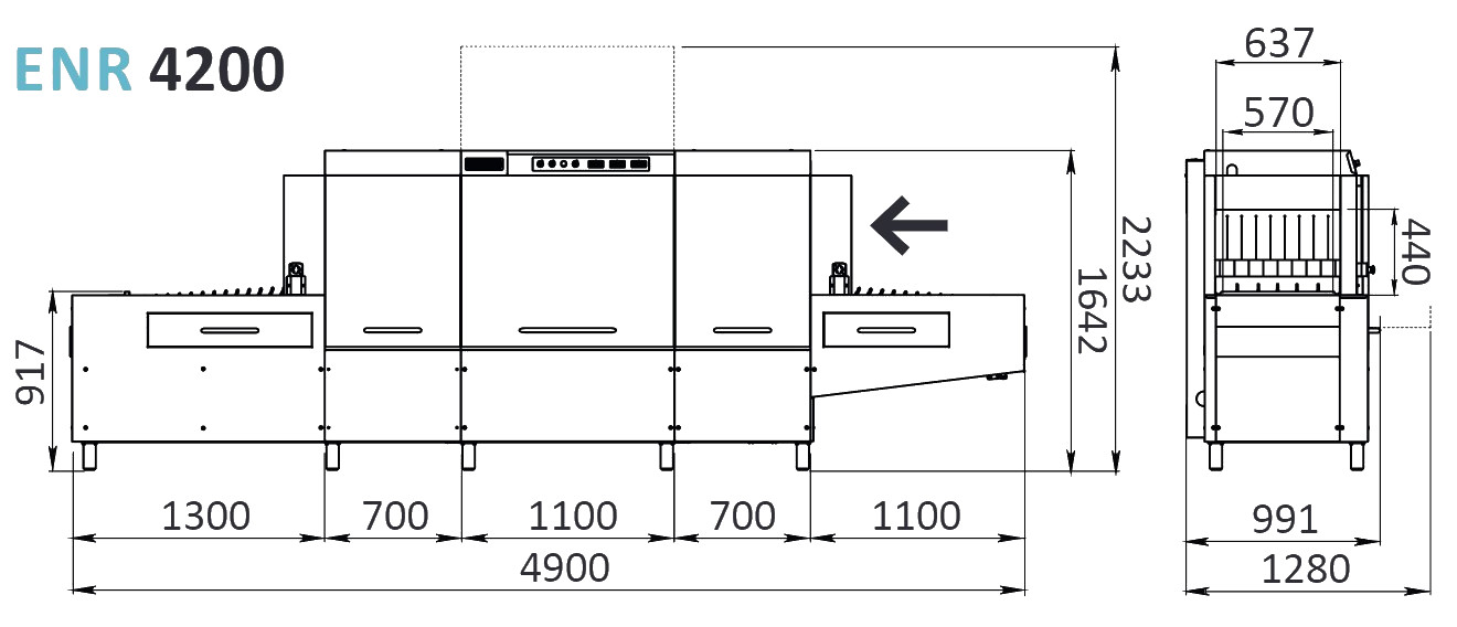Nákres tunelovej umývačky riadov ENR 4200